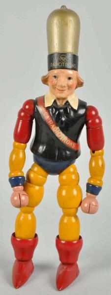 Appraisal: Wooden RCA Radiotrons Man Jointed Figure Description All original Needs