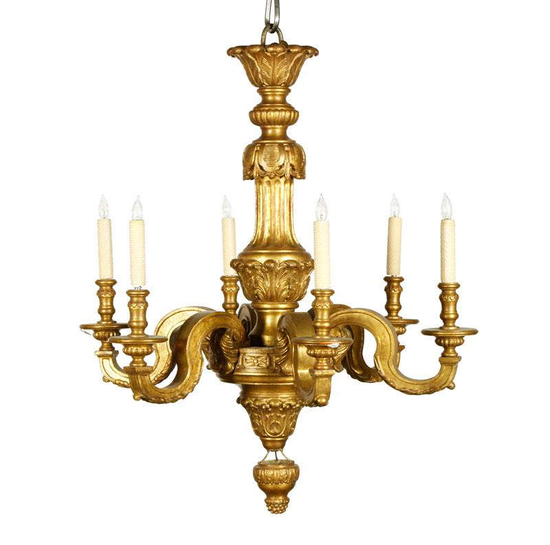 Appraisal: - Gilt Wood Chandelier Chandelier gilt wood h x dia