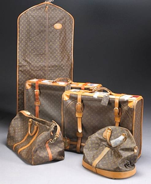 Appraisal: Five pieces of Louis Vuitton monogram canvas luggage Comprising two