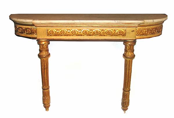 Appraisal: A pair of Louis XVI style parcel gilt and paint