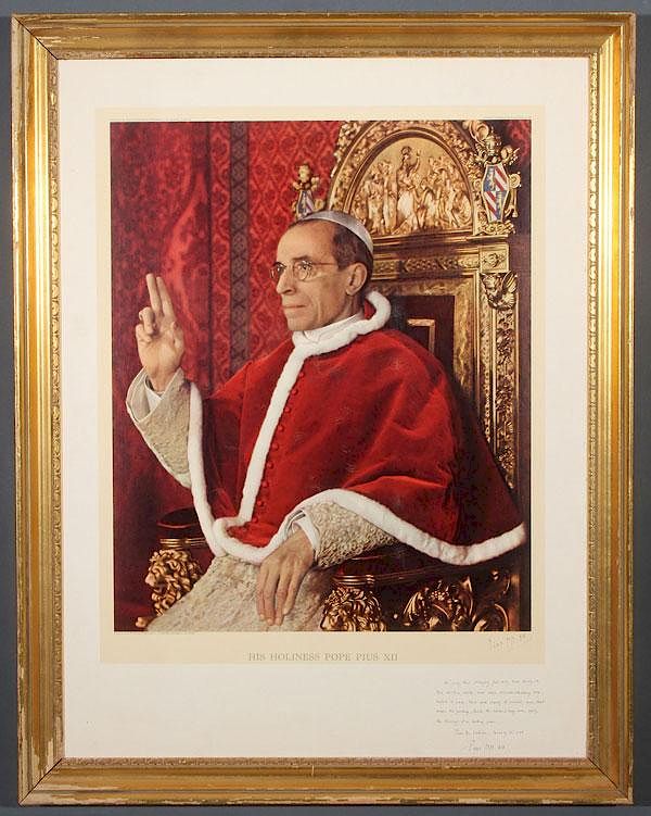 Appraisal: AN ENLARGED COLOR PRINTED IMAGE OF POPE PIUS XII AN