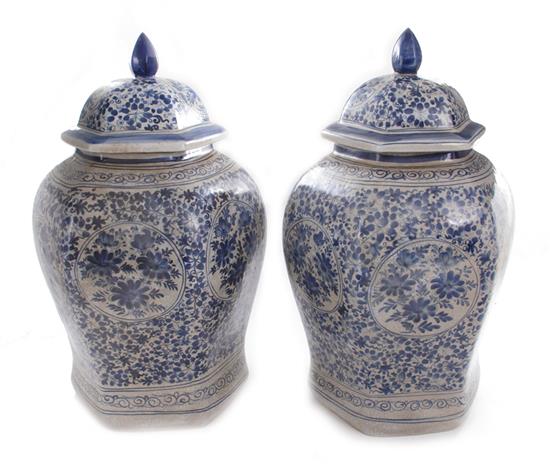 Appraisal: Pair Chinese porcelain covered urns H pcs