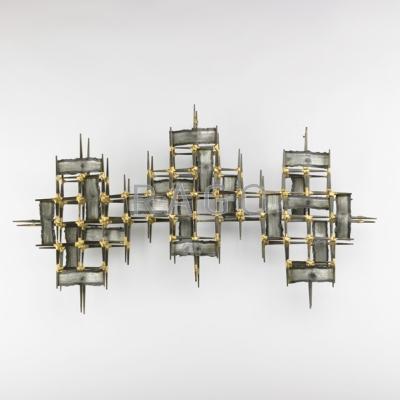 Appraisal: STYLE OF C JERE Steel and bronze wall sculpture USA