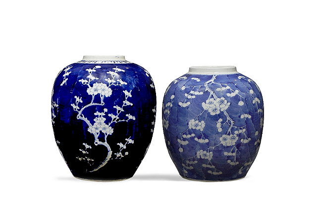 Appraisal: Two Chinese blue and white ginger jars th th Centuryboth