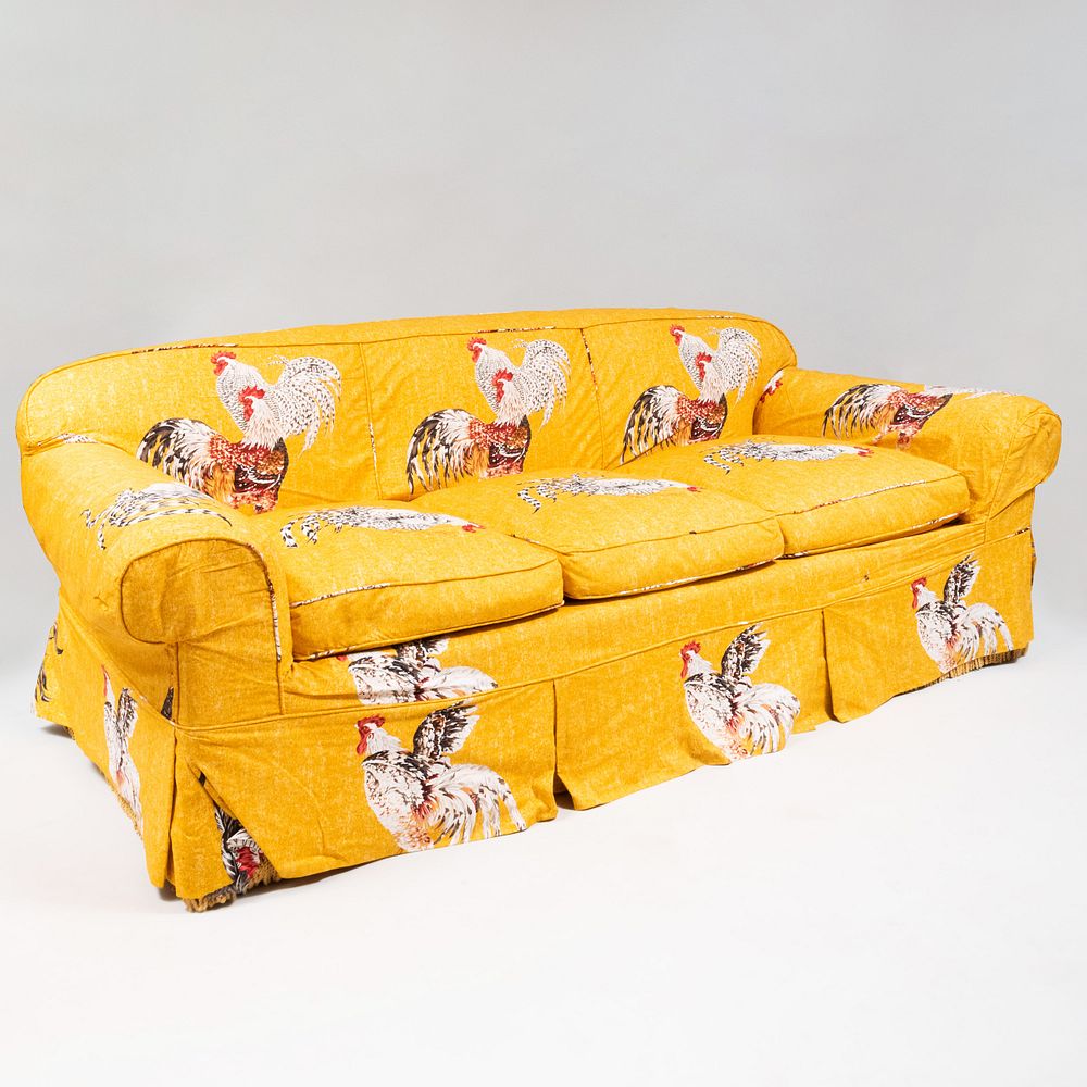 Appraisal: Cotton Slipcovered Upholstered Three Seat Sofa x ft in x