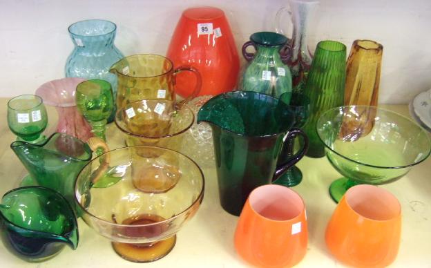 Appraisal: A quantity of studio glassware mainly coloured including an amber