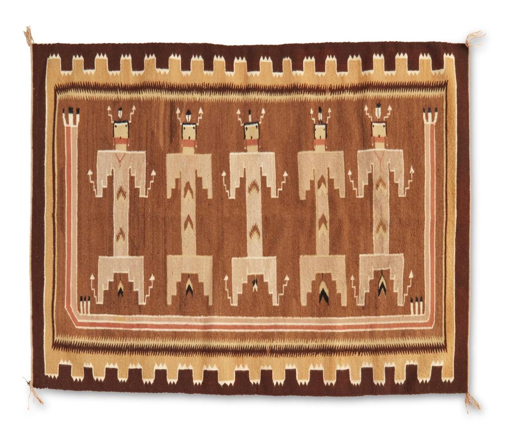 Appraisal: A Navajo Yei pictorial rug Mid- th century Dine Woven