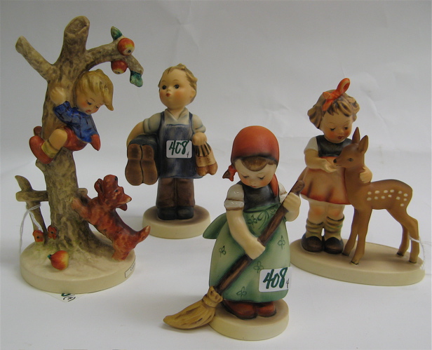 Appraisal: FOUR GERMAN HUMMEL FIGURES Culprits HUM A - H TM-