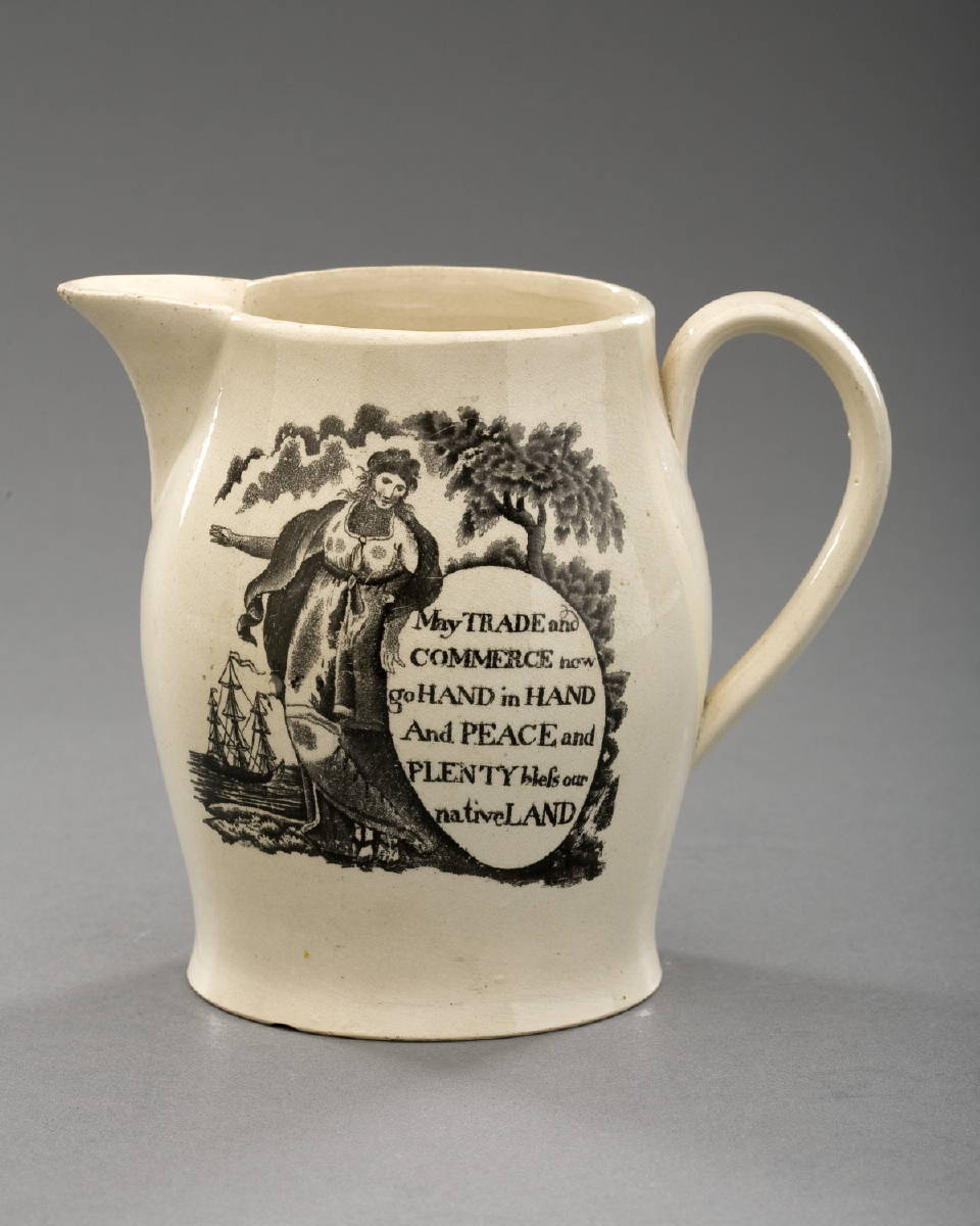 Appraisal: TRADE AND COMMERCE' AND 'MAIDENHEAD ' ENGLISH CREAMWARE BLACK TRANSFER-PRINTED