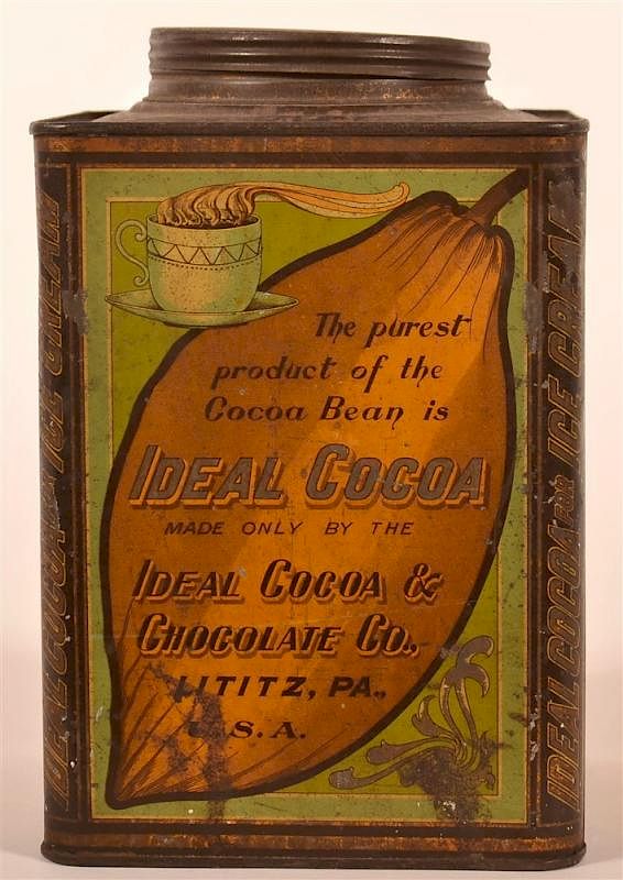 Appraisal: Early s Ideal Cocoa Chocolate Lititz PA Tin Early s