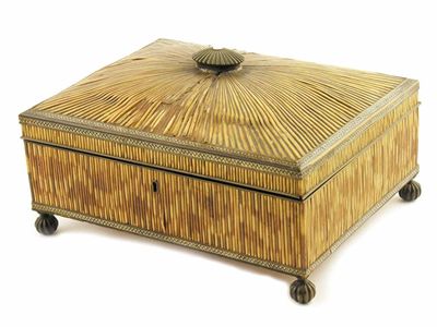 Appraisal: A th century Anglo-Indian work box Vizagapatam of sandalwood with