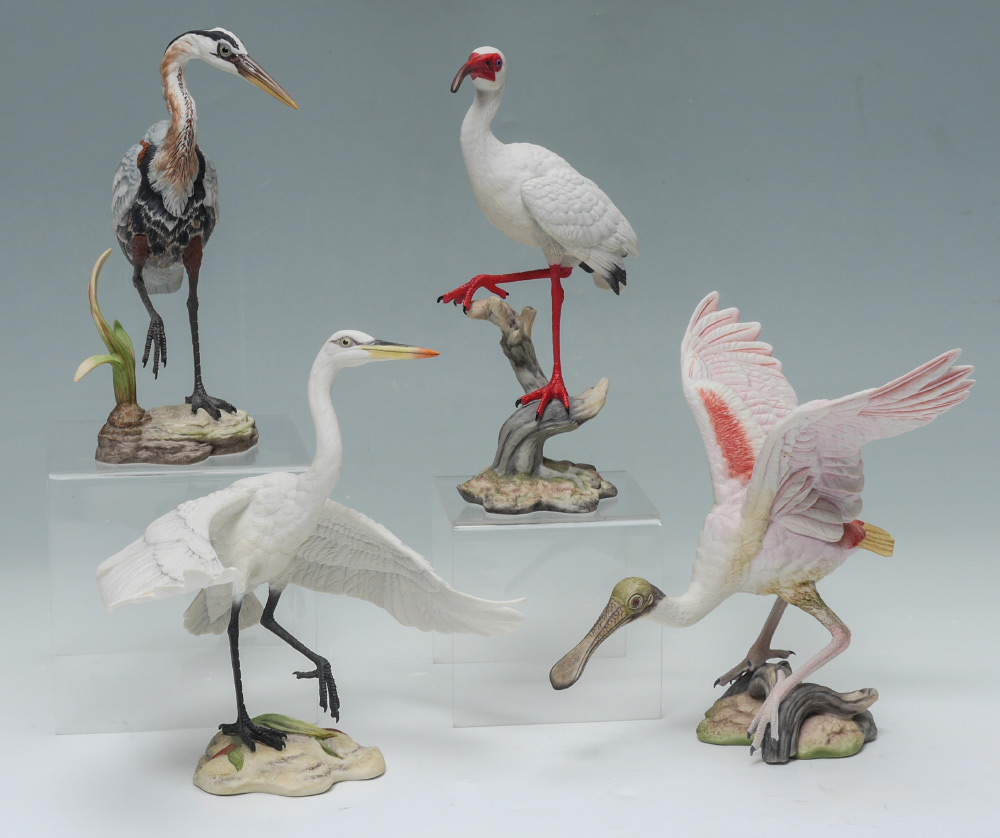 Appraisal: LOT OF BOEHM PORCELAIN WATER BIRDS White Egret ''h Blue