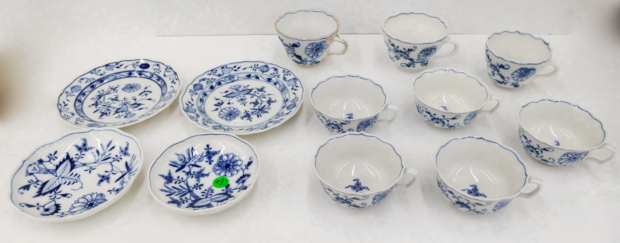 Appraisal: pc Meissen Blue Onion Porcelain Dishes and Cups '' to