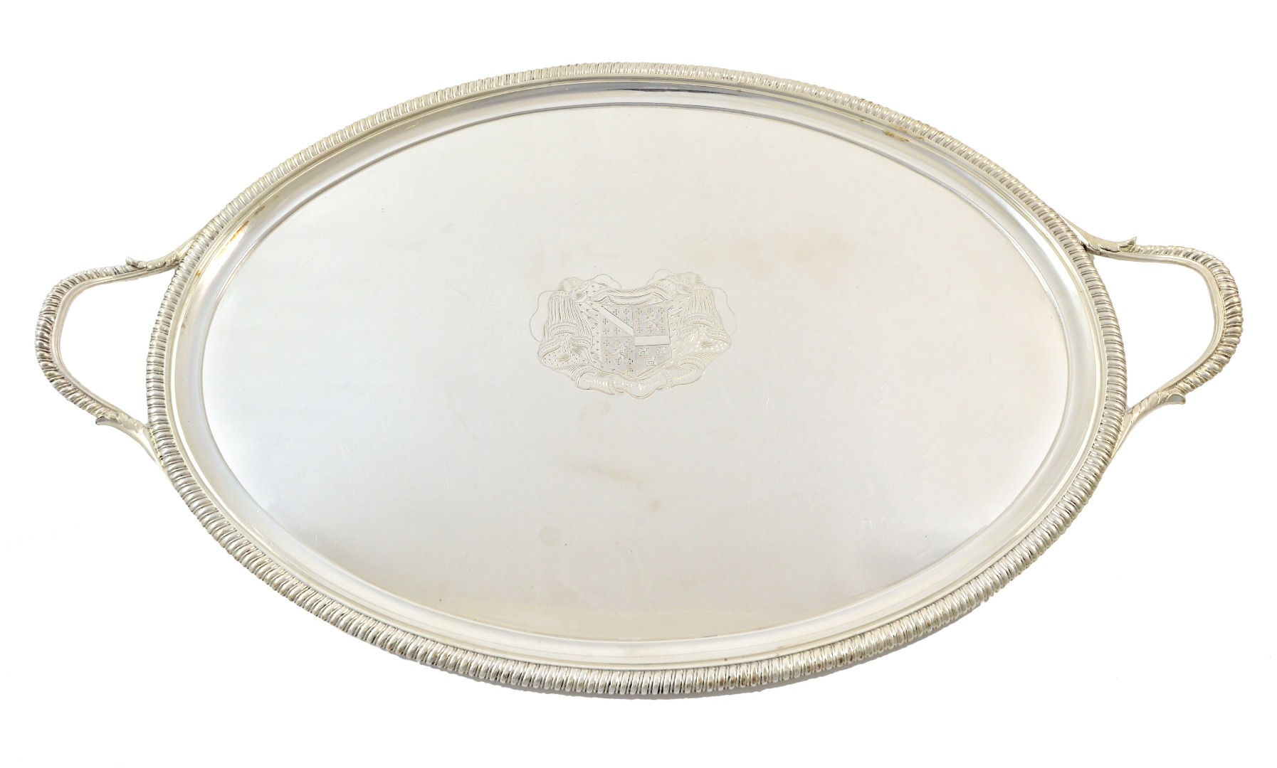 Appraisal: A George III oval silver two handled tray Thomas Hannam