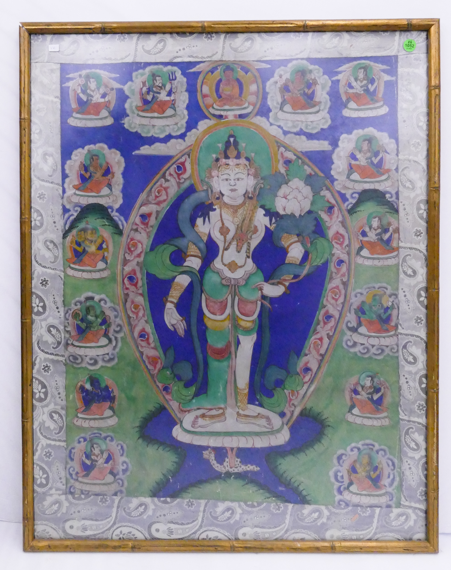 Appraisal: Old Tibetan Shiva Painted Thangka Framed- x ''