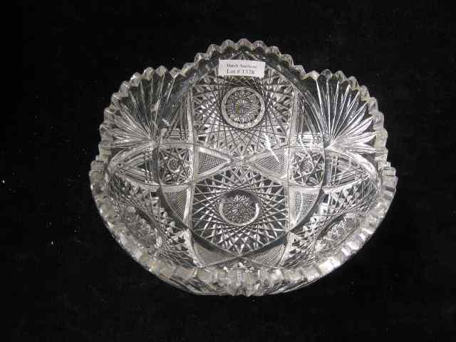 Appraisal: Brilliant Period Cut Glass Bowl starburst cross hatching fan decor