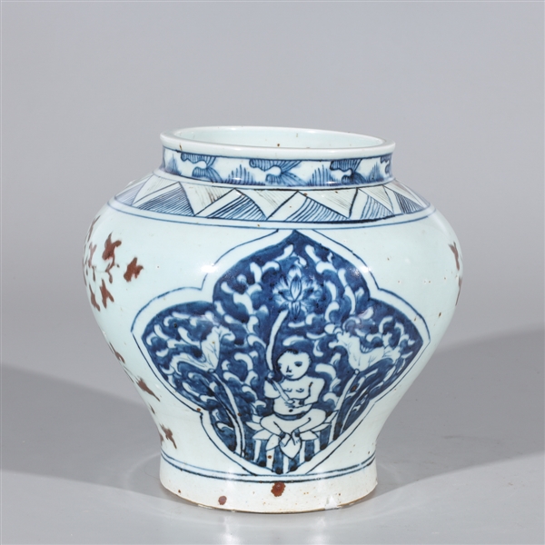 Appraisal: Chinese blue white and red Ming style porcelain vase with