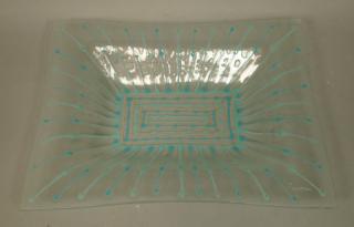 Appraisal: Lg Early FRANCIS HIGGINS Mid Century Glass Bowl Rectangular form