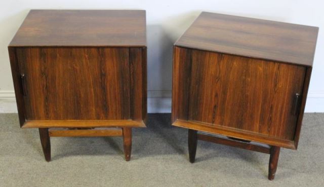 Appraisal: Midcentury Danish Falster Rosewood End Tables Tambour front end tables