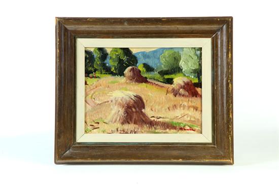 Appraisal: HAYSTACKS BY LAWRENCE MCCONAHA INDIANA - Oil on artist board