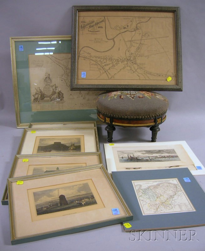 Appraisal: Nine Assorted Framed and Unframed Decorative Prints and Maps and