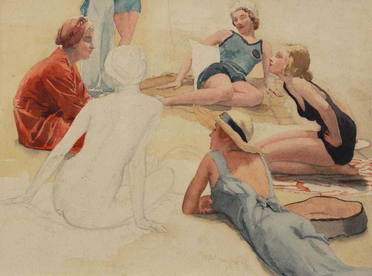 Appraisal: SPADER William Edgar American - Illustrative Watercolor and Sketch of