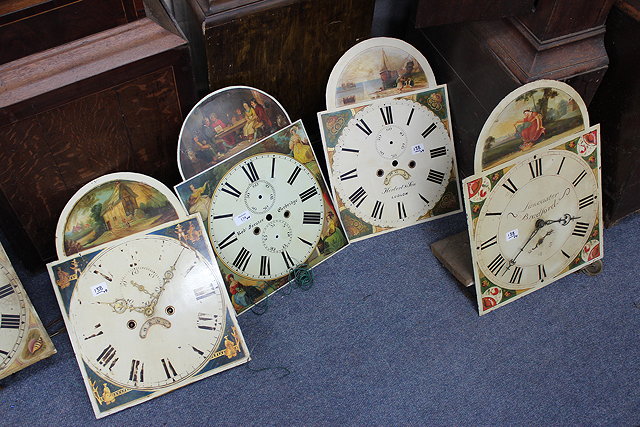 Appraisal: AN EIGHT DAY LONGCASE CLOCK MOVEMENT with arched painted dial