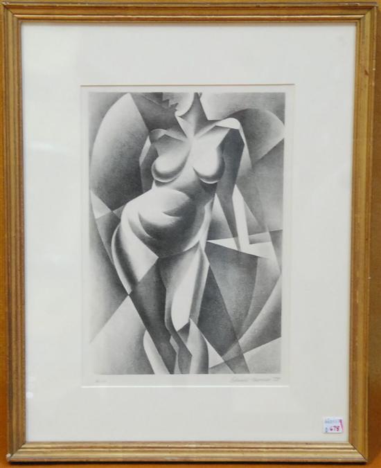 Appraisal: EDWARD FARMER - Lithograph Standing Nude in the cubist-style Signed