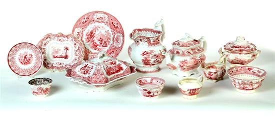 Appraisal: THIRTEEN PIECES OF RED STAFFORDSHIRE English th century Miscellaneous pieces