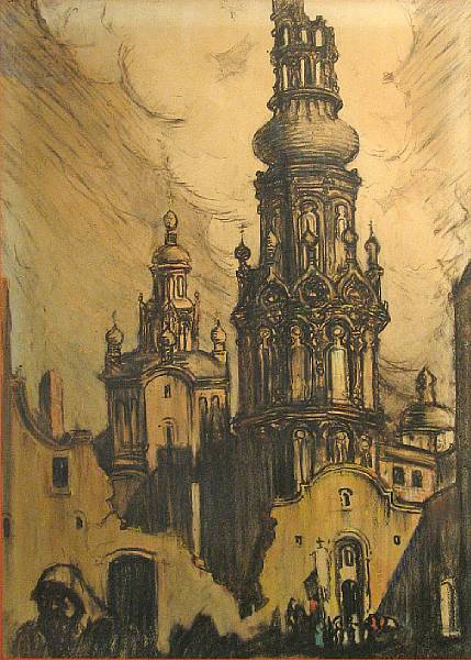 Appraisal: Daniel Sayre Groesbeck - Church indistinctly inscribed upper left pastel