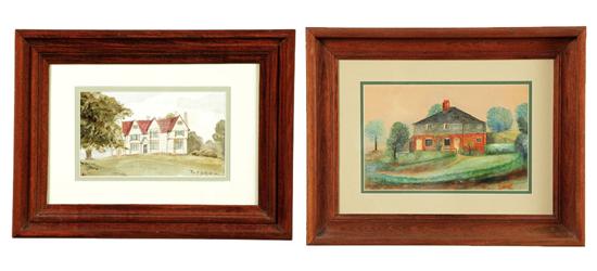 Appraisal: TWO FRAMED ARCHITECTURAL WATERCOLORS AMERICAN SCHOOL LATE TH-EARLY TH CENTURY