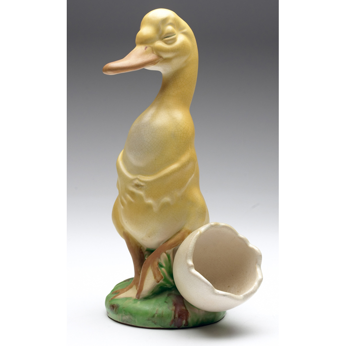 Appraisal: Rare Weller garden ornament charming duck with a cracked egg