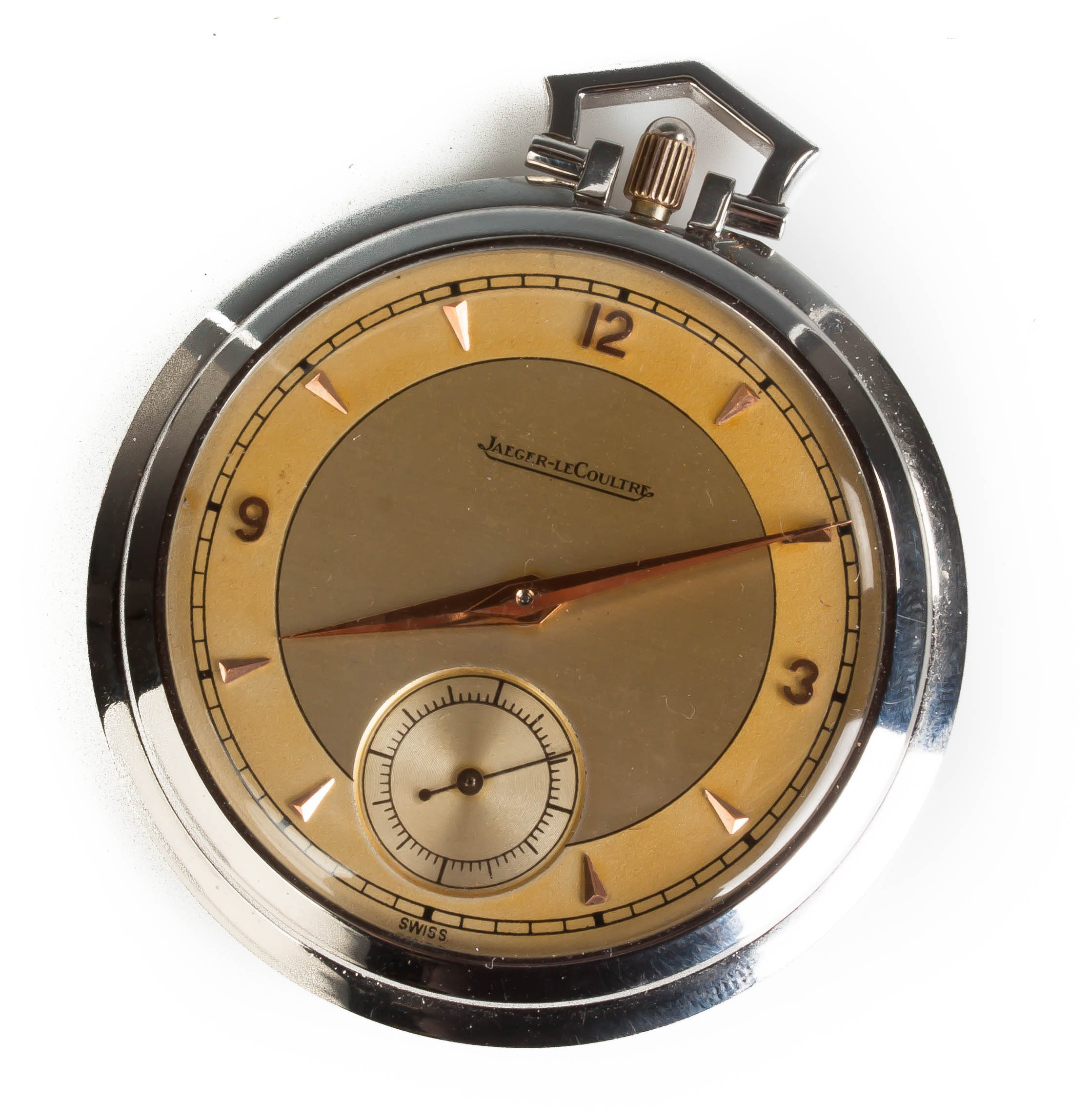 Appraisal: Jaeger Le Coultre Stainless Steel Art Deco Pocket Watch