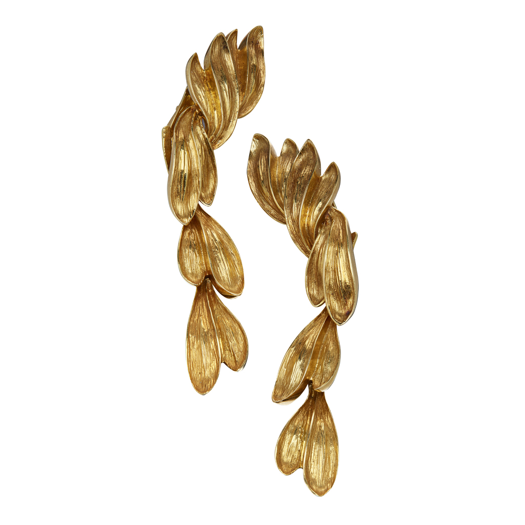 Appraisal: A pair of Greek pendant ear clips of stylised foliate