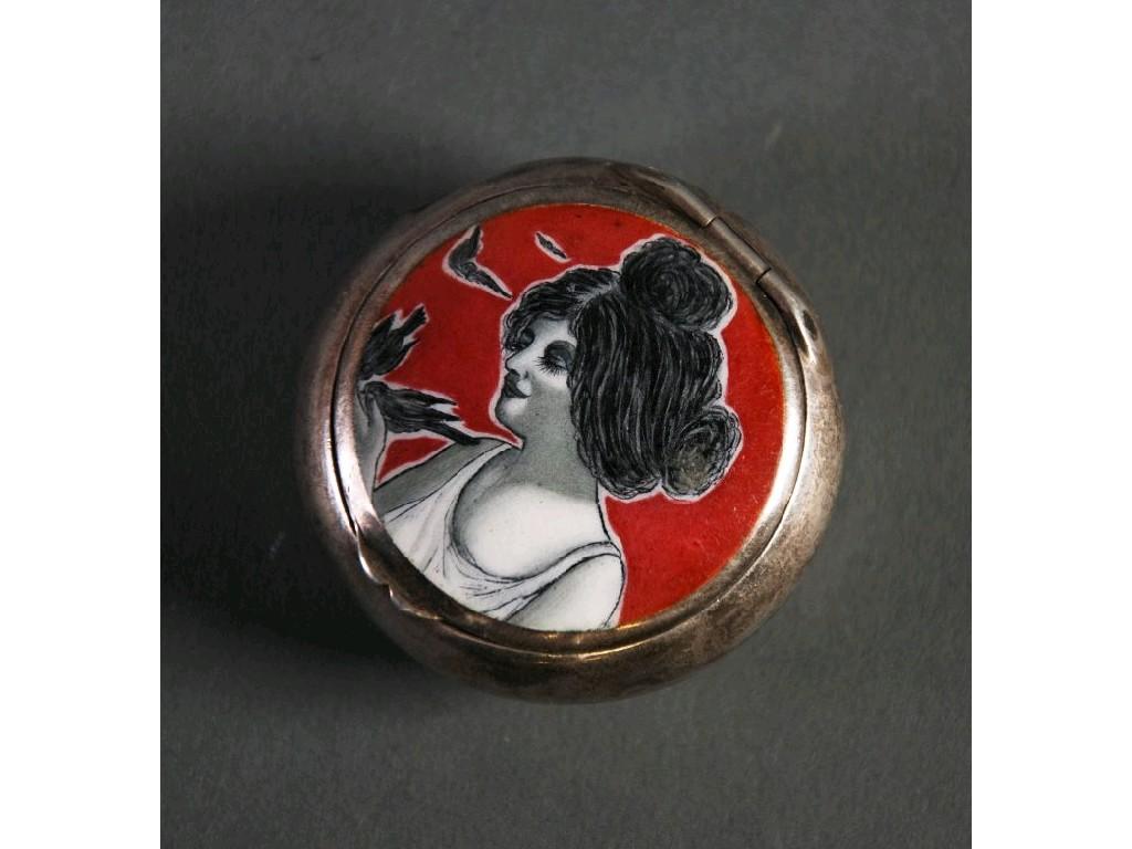 Appraisal: LATE TH CENTURY CONTINENTAL SILVER AND PICTORIAL ENAMELLED SMALL CIRCULAR