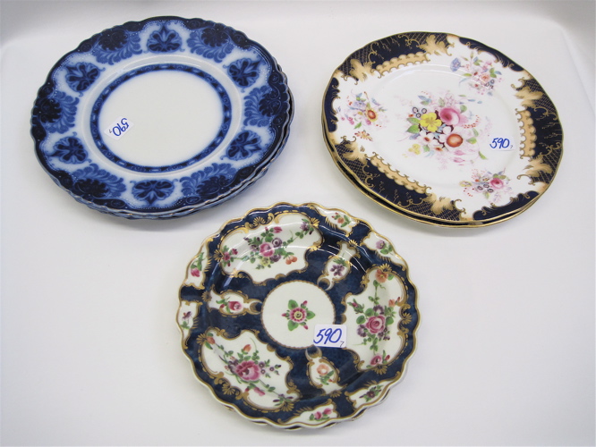 Appraisal: SEVEN ASSORTED PORCELAIN PLATES blue and white dinner plates marked