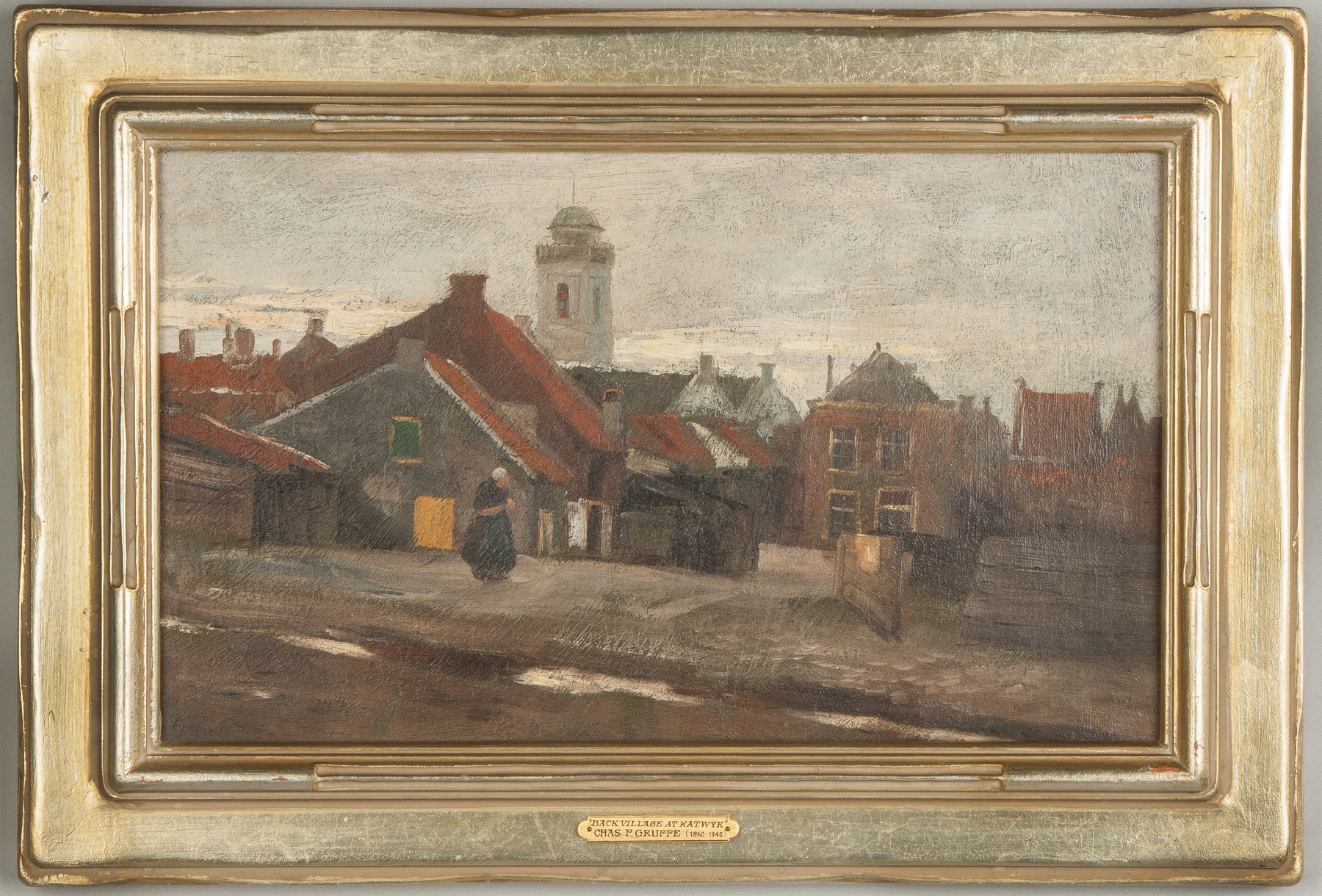 Appraisal: Charles Paul Gruppe American - Back Village at Katwyk Oil