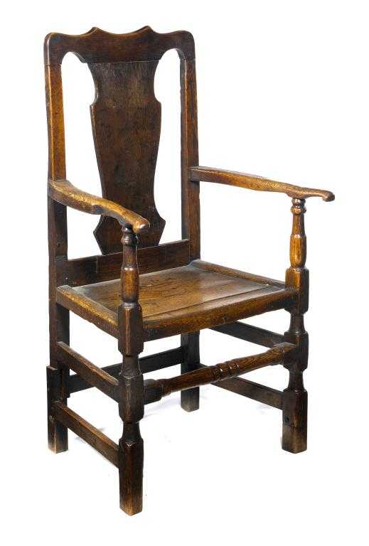 Appraisal: A GEORGE III ASH ARMCHAIR with solid profile splat and