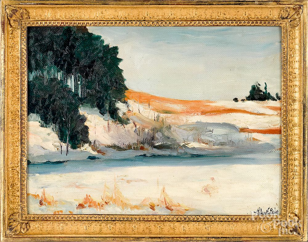 Appraisal: Richard Evett Bishop oil on board winter scene Richard Evett