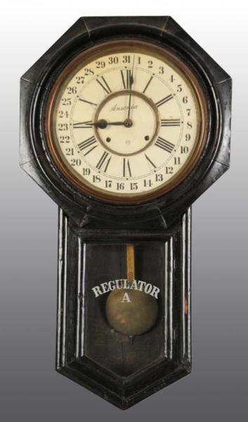 Appraisal: Ansonia Early School House Style Regulator Clock Description Paper face