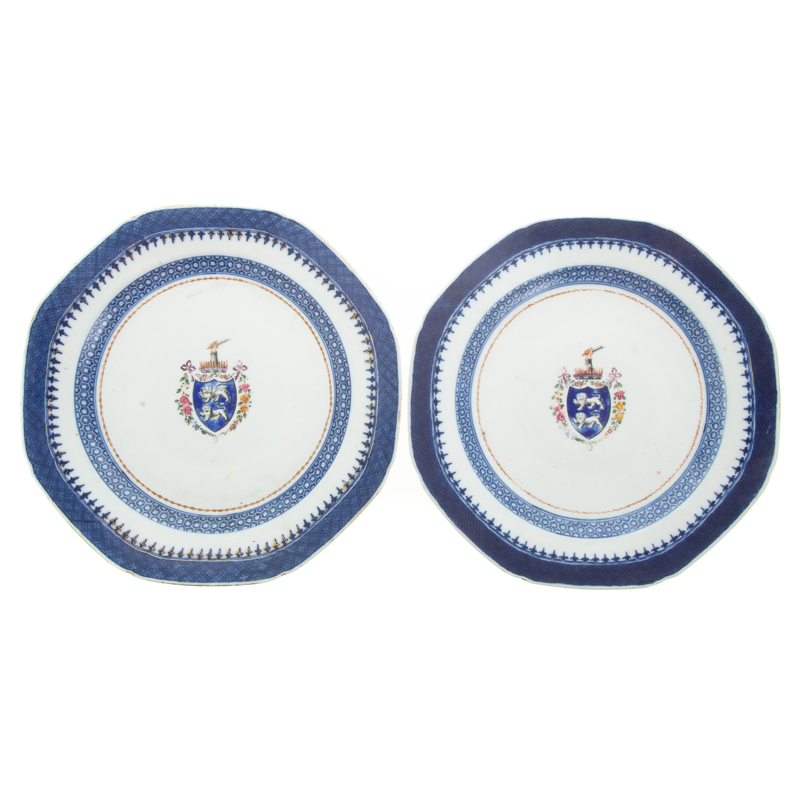 Appraisal: PAIR CHINESE EXPORT ARMORIAL PLATES Circa bearing the Arms of