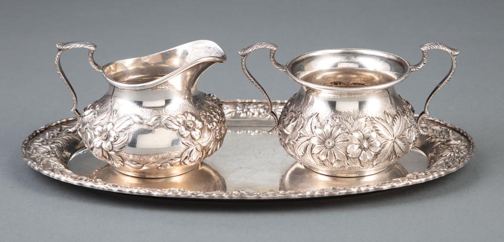 Appraisal: S Kirk Son Sterling Silver Repousse Sugar and Creamer with