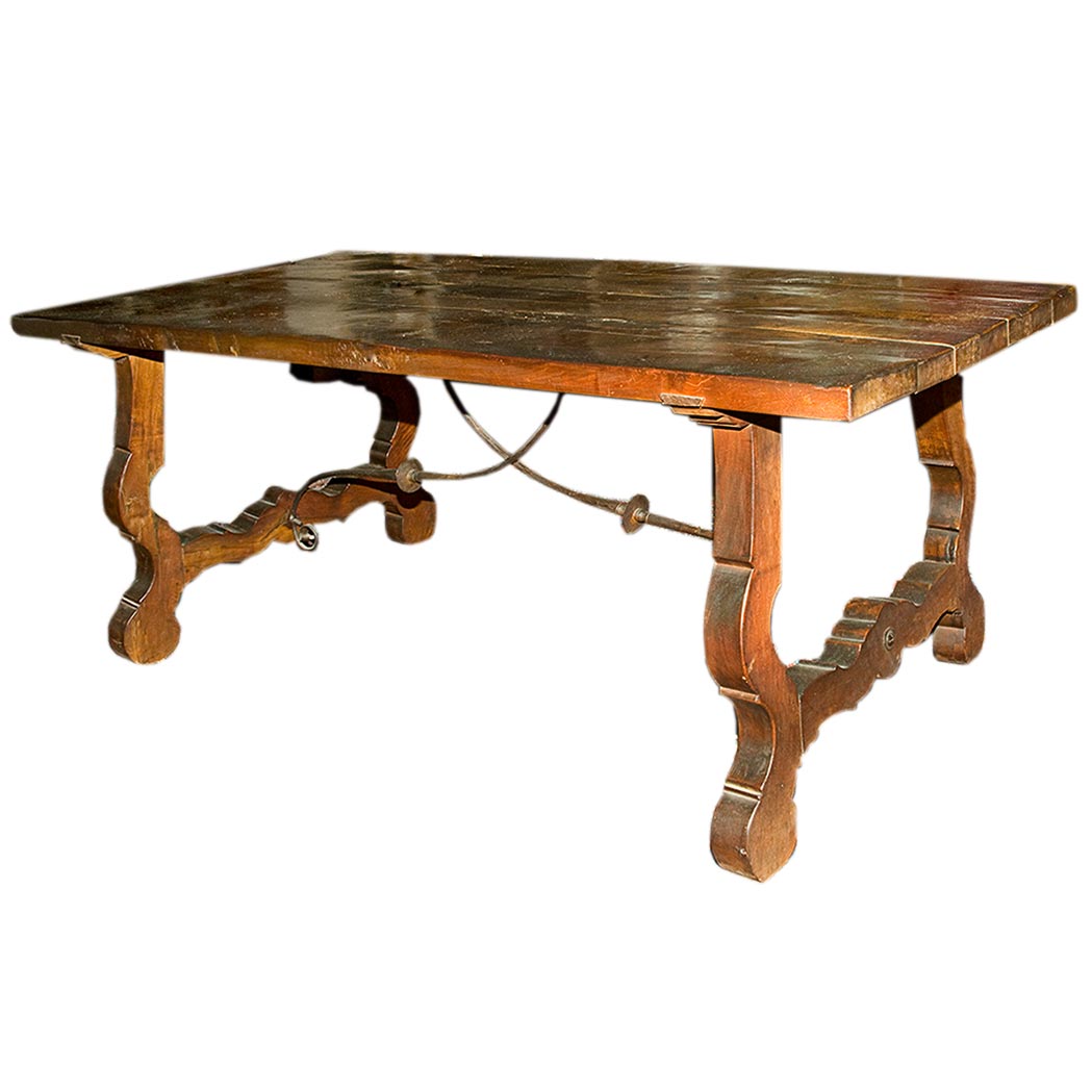 Appraisal: Continental Baroque Style Walnut Library Table The rectangular top raised