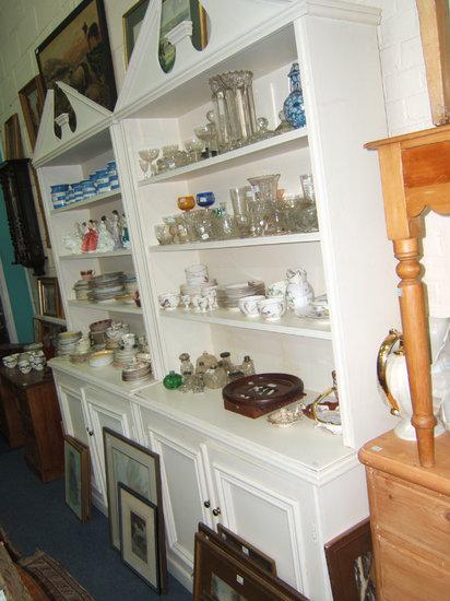 Appraisal: A th Century white painted book shelf with three fixed