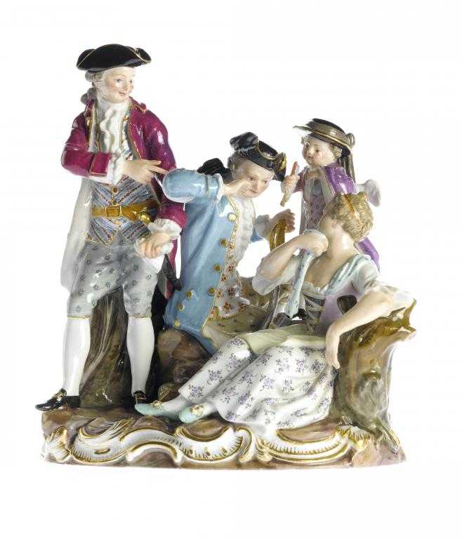 Appraisal: A MEISSEN GROUP OF A LADY AND TWO SUITORS WITH