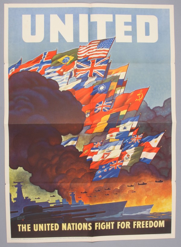 Appraisal: World War II poster with text United-The United Nations Fight