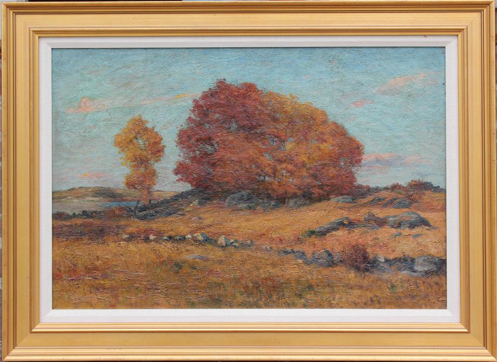 Appraisal: GEORGE W HARVEY OCTOBER MORNING Oil on canvas Framed lower