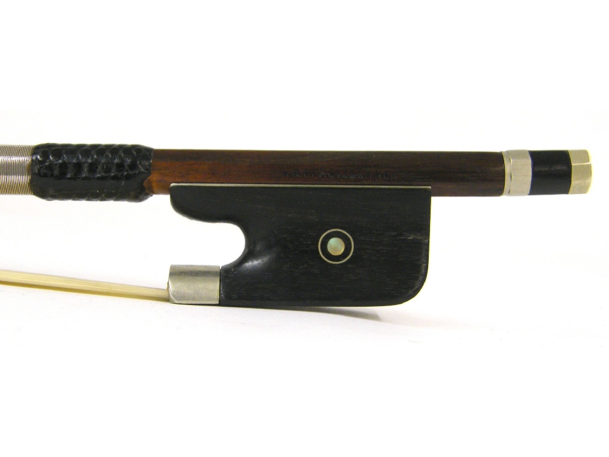 Appraisal: German nickel mounted violoncello bow by and stamped H R