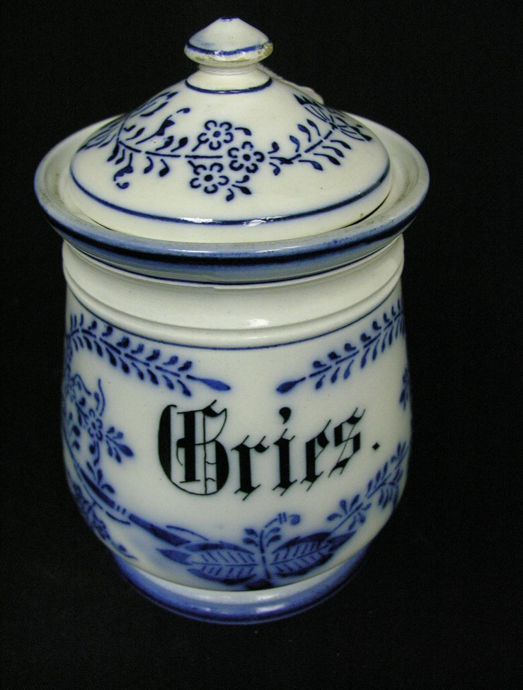 Appraisal: GERMAN BLUE AND WHITE PORCELAIN GREASE POT Circa - Size