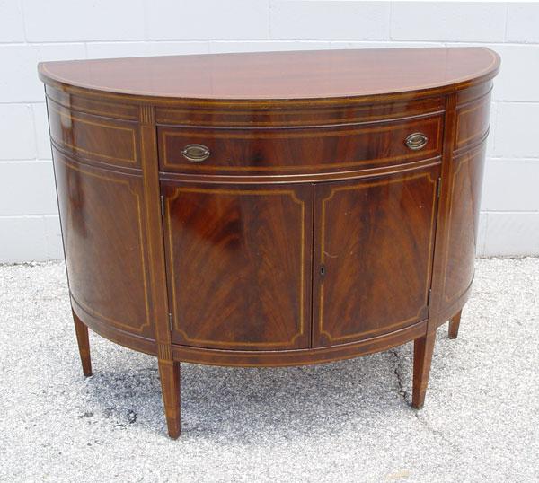 Appraisal: BANDED INLAY MAHOGANY DEMI COMMODE BY MAZOR MASTERPIECES Demi chest